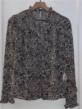 Free People Long Sleeve Floral Smocked Blouse